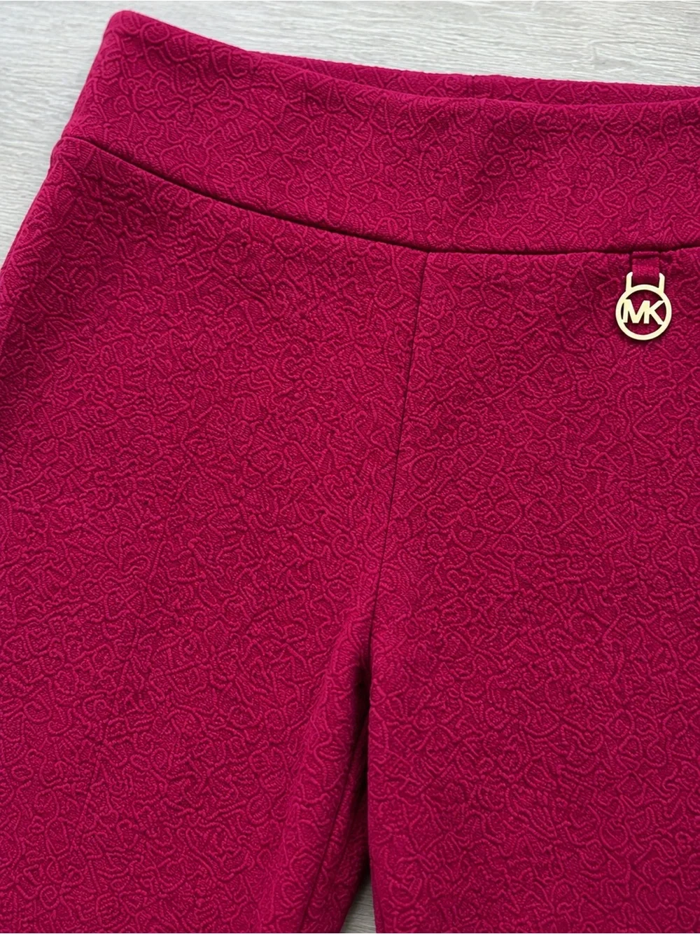 Michael Michael Kors Textured Jacquard Ankle Pants – Red – Size Medium